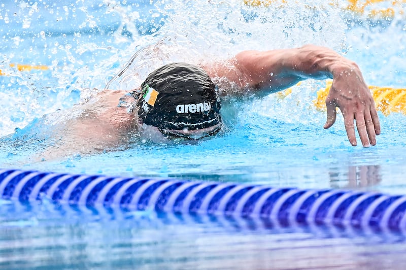 Shane Ryan in action during the 50m freestyle final at the European Championships in Belgrade, Serbia in June 2024. Photograph: Andrea Masini/Inpho