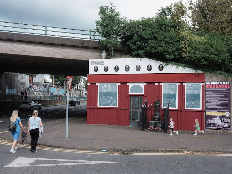 The site of McGurk’s bar on North Queen Street, Belfast, where 15 people were killed in a UVF bomb attack in December 1974. Photograph: Rob Stothard/The New York Times
                      