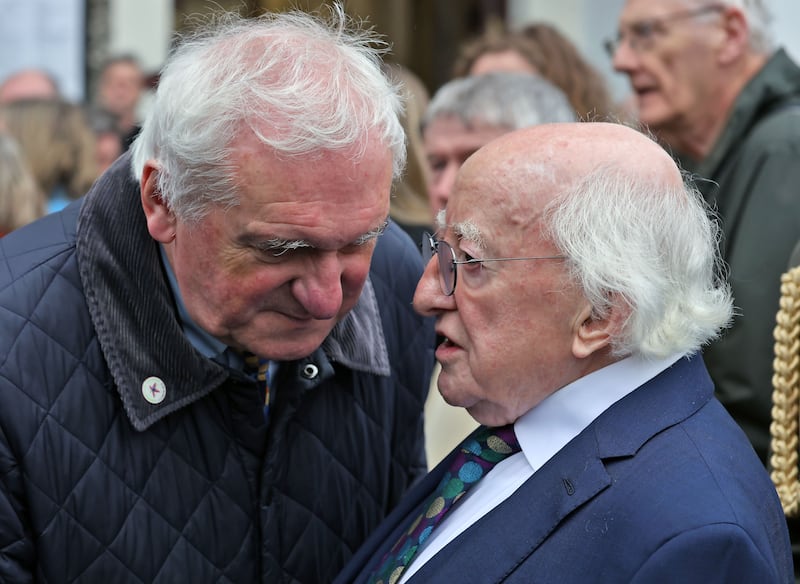 President Michael D Higgins with former Taoiseach Bertie Ahern. Photograph: Colin Keegan, Collins Dublin