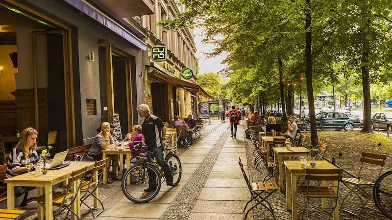 Pubs along Schlesische Strasse in Kreuzberg. The neighbourhood has become home to countless artists, musicians, DJs, writers and hangers-out, all enjoying the chilled Berlin dream. Photograph: Getty Images