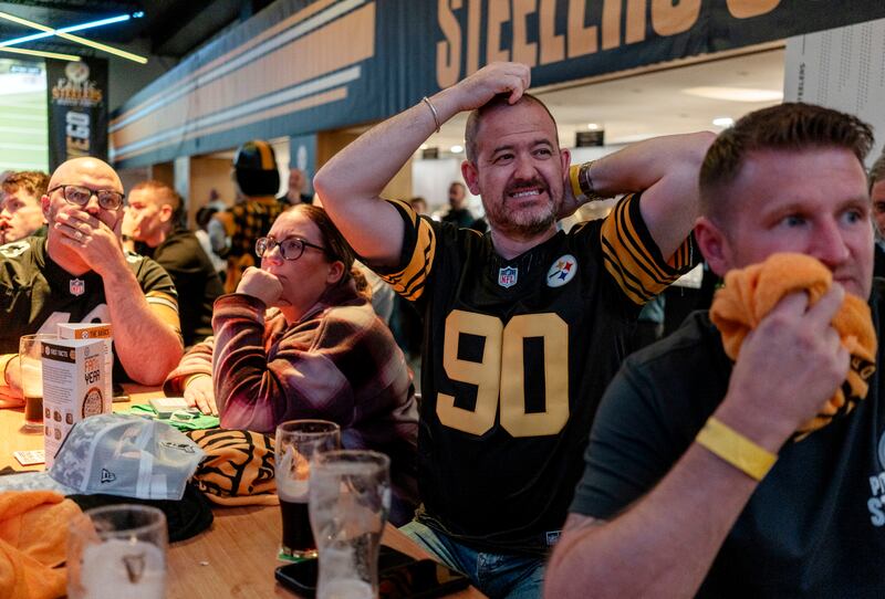 Fans at a Pittsburgh Steelers watch party that drew a sold-out crowd of 800 people to Croke Park. Photograph: Paulo Nunes dos Santos/The New York Times