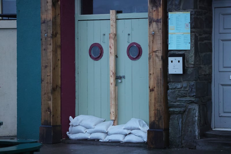 Flood protection in Lahinch, Co Clare. Photograph: Alan Betson/The Irish Times

