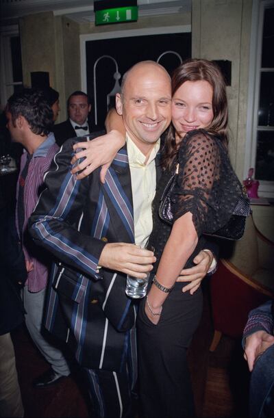 Sam McKnight and supermodel Kate Moss at a party organised by McKnight in London, in 1998. Photograph: Dave Benett/Getty images