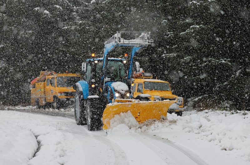 A Kilkenny County Council snow plough clears the road near Kilkenny City. Photograph: Alan Betson/The Irish Times