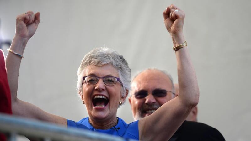 Katherine Zappone at Dublin Castle when the results of the Marriage Equality referendum were read out in May 2015. Photograph: Dara Mac Donaill / The Irish Times