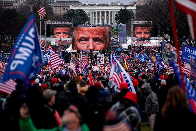 Crowds at the US Capitol in Washington, on January 6th 2021, before the Capitol attacks. Photograph: Mark Peterson/New York Times
                      