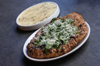 Coolea and wild garlic flatbread. Photograph: Nick Bradshaw