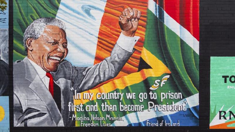 A Nelson Mandela wall mural on the Lower Falls Road in Belfast