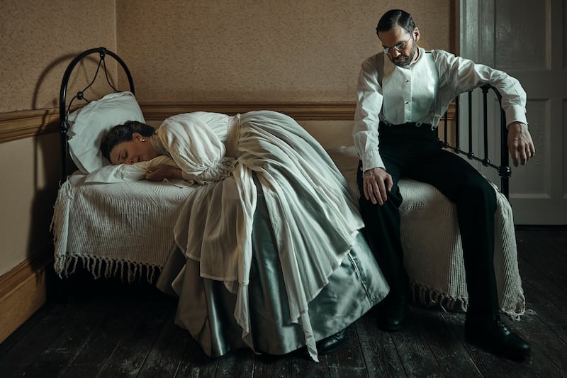 Marty Rea (as Gabriel Conroy) and Maeve Fitzgerald (as Gretta) in James Joyce’s The Dead from Friday, November 22nd, until Sunday, January 12th, at MoLI, Dublin. Photograph: Patricio Cassinoni