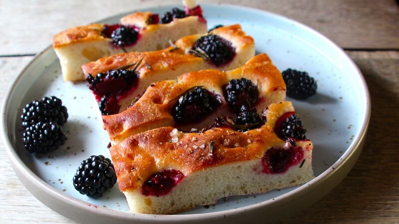 Blackberry and rosemary focaccia.