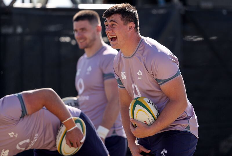 Dan Sheehan during an Ireland squad training session at St Peter's College, Johannesburg. Photograph: Dan Sheridan/Inpho 