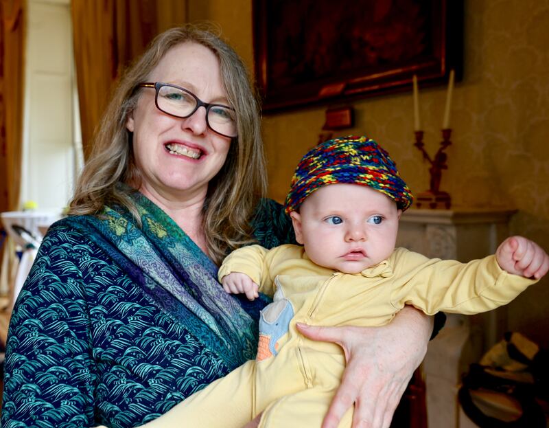 Senator Alice Mary Higgins with baby Finn Aimhirghin at Áras an Uachtaráin for a National Breastfeeding Week event. Photograph: Maxwells