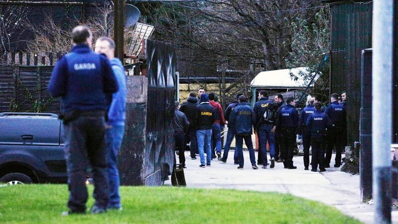 Once inside, gardaí faced  faced further obstacles – guard dogs and steel partitions. Armed officers used angle grinders to cut through the partitions. Photograph:  Padraig O’Reilly