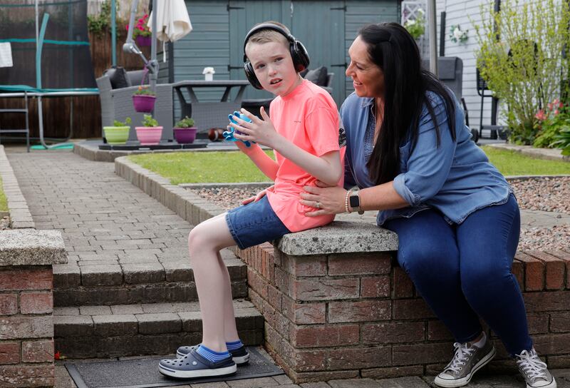 Ciara Jones and her son Gavin who is one of hundreds of children who are estimated to be without an appropriate school place. Photograph: Alan Betson
