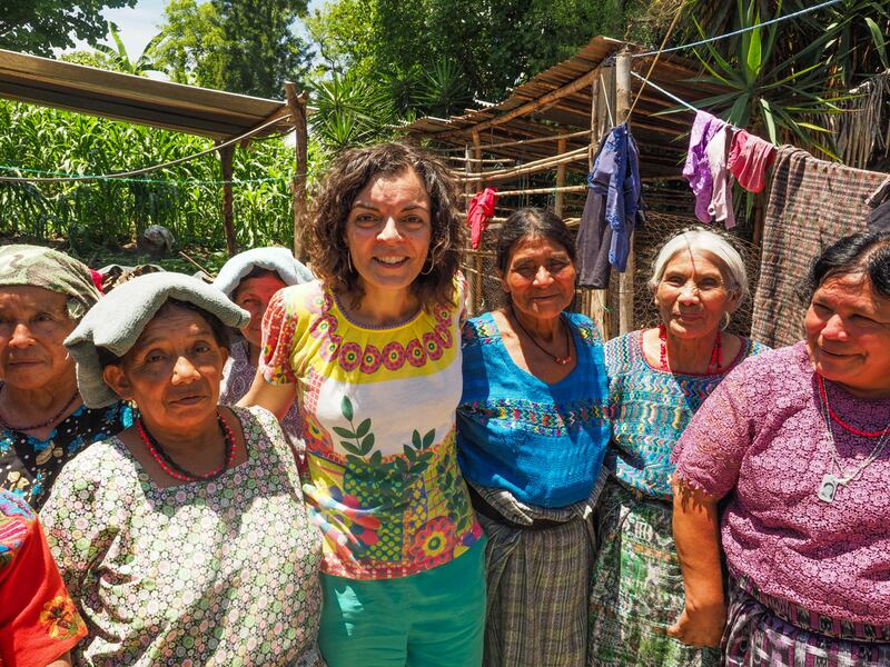 Blanca Blanco (centre), Trócaire head of programmes and a former Trócaire country director in Guatemala, with Mayan women.