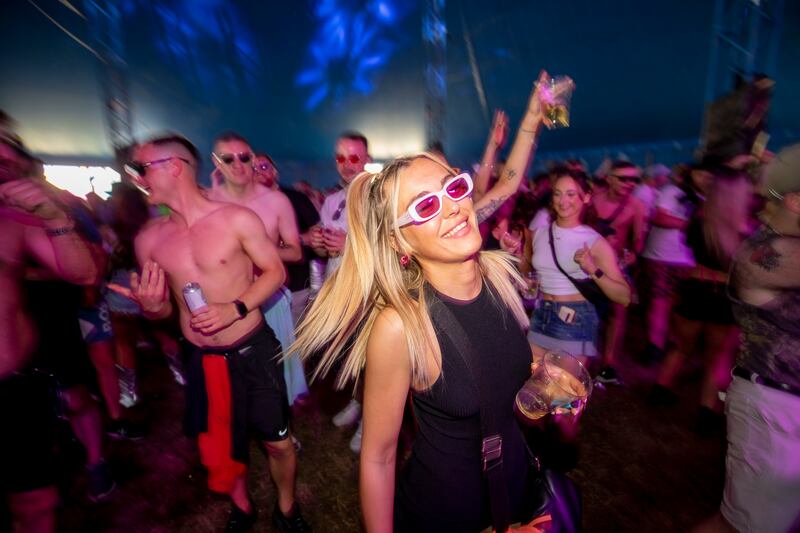 Ali Harris dancing at The Undergrowth Stage at Forbidden Fruit. Photograph: Tom Honan