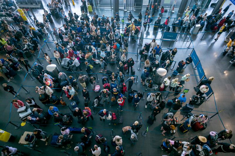 Queues at Dublin Airport on Monday. Photograph: John Ohle