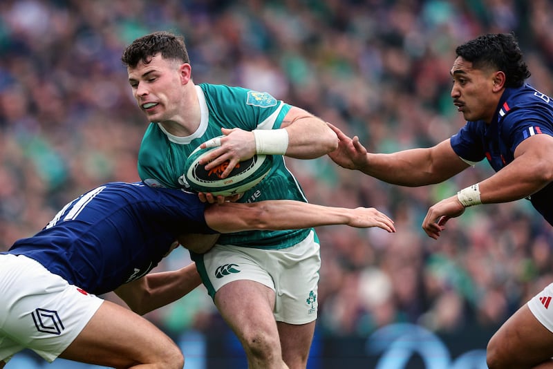 Calvin Nash was called into action on the wing for Ireland after James Lowe suffered a back spasm during the warm-up. Photograph: Ben Brady