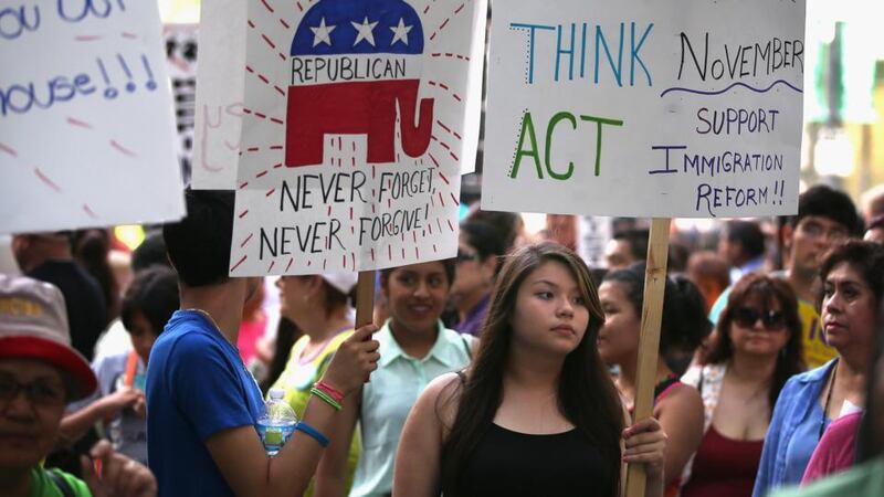 Demonstration in Chicago, in June,  calling for immigration reform. Photograph: Scott Olson/Getty Images