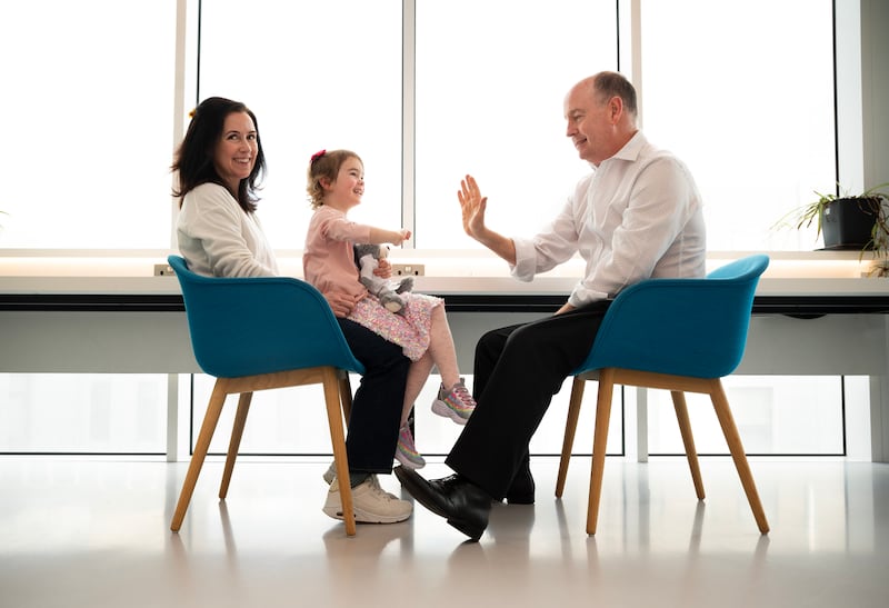 Prof Jonathan Hourihane with Eleanor and her mother, Monica. Photograph: Ray Lohan/RCSI