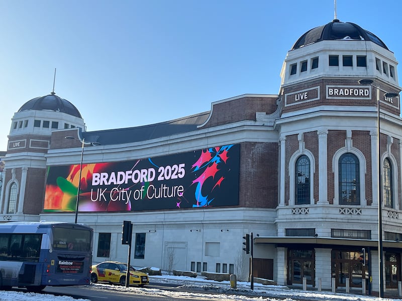 The newly-revamped Bradford Live venue advertises the City of Culture status that it will not be a part of. The venue lies empty because the council has been unable to find an operator. Photograph: Mark Paul