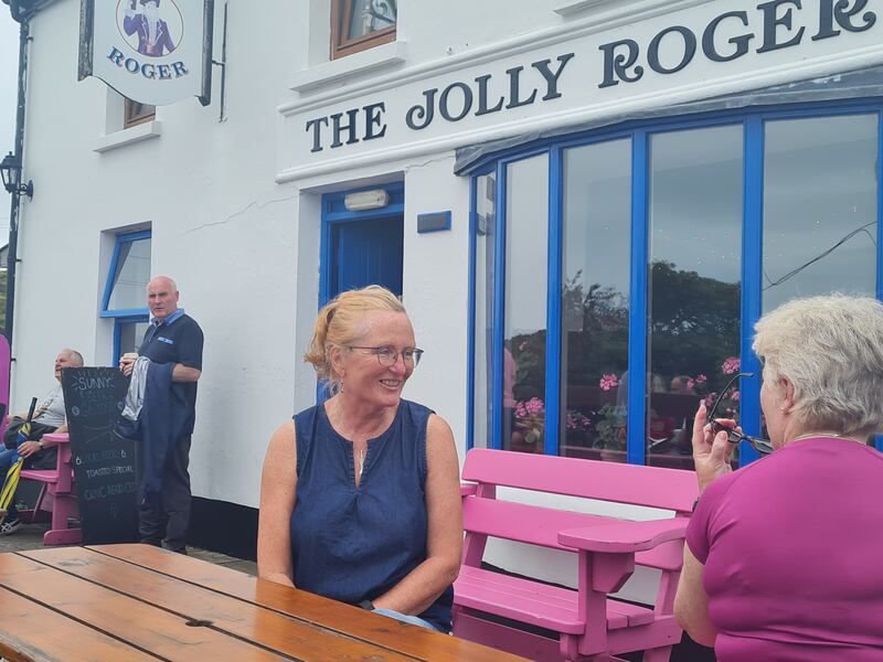 Publican Deirdre Murphy Youell chatting to a customer at The Jolly Roger