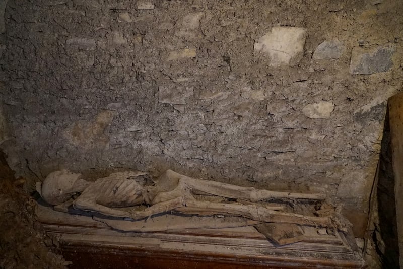 The remains of an unknown mummified body in the historic crypt of St Michan's in Dublin. Photograph: Enda O'Dowd