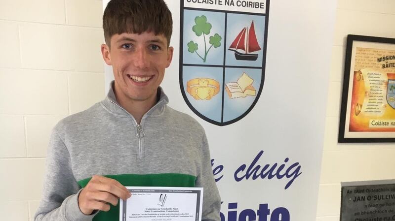 MacDara Allison, from Coláiste Na Coiribe, Co Galway, who got eight H1s in the Leaving Cert on Tuesday