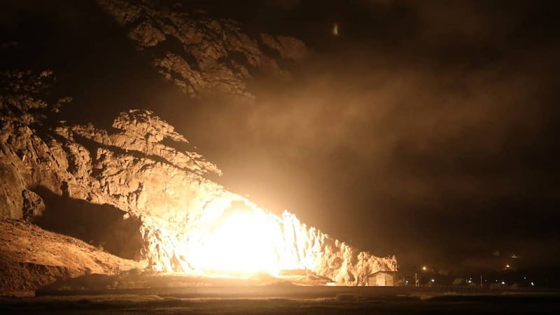 Missiles are launched targeting an Islamic State group in eastern Syria. Handout photo provided by Iran’s Revolutionary Guard website via Sepah News