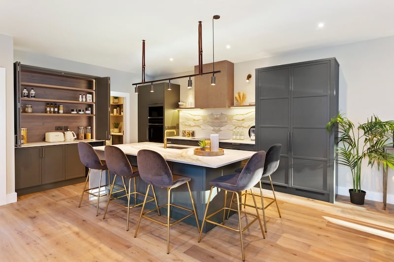 Kitchen with island and pantry