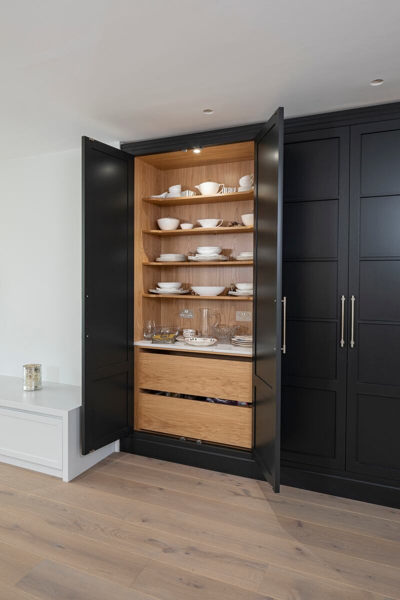 A larder will typically give 30 per cent more storage than traditional kitchen cupboards