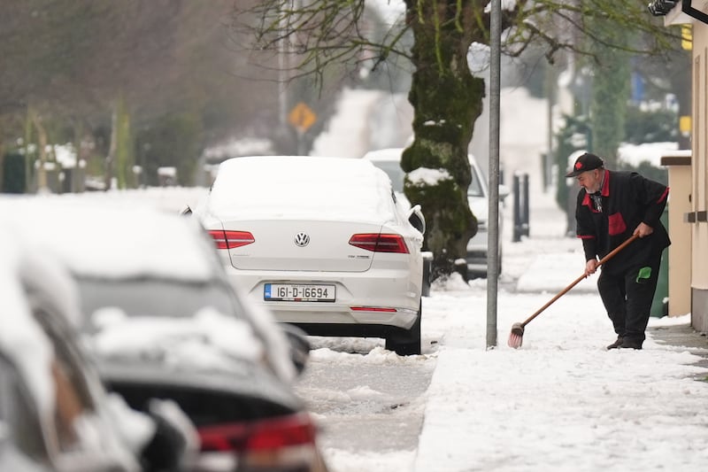 Ballylynan in Co Laois, as snow, ice, heavy rain and sleet sweep over the island of Ireland. Photograph: Niall Carson/PA