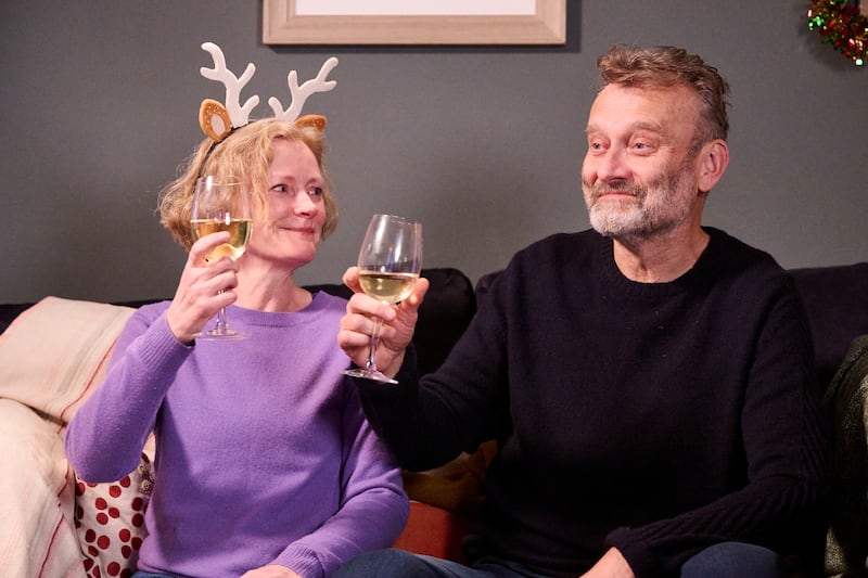 Outnumbered Christmas Special: Claire Skinner and Hugh Dennis. Photograph: Adam Lawrence/Hat Trick/BBC