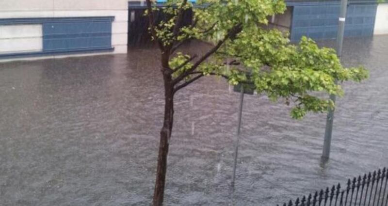 Flooding on Jones Road outside Croke Park on Friday  evening. Photograph: John Courell