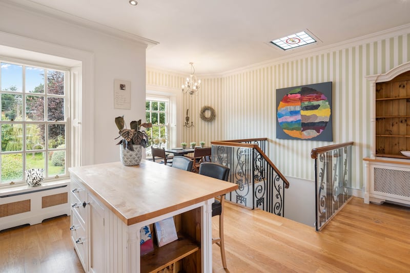 Kitchen, dining area and stairs