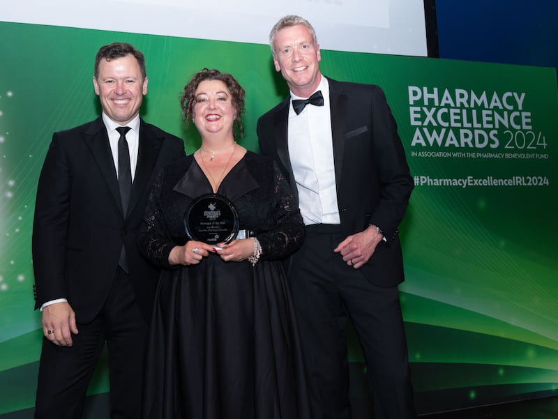 Jenn Bonnie, winner of Manager of the Year award. Pictured with Matthew List-Rose, Reckitt and Anton Savage. Photgraph: Paul Sherwood