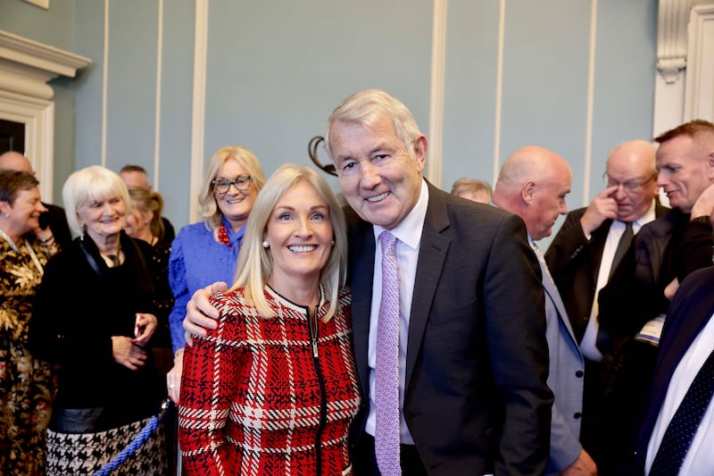 Verona Murphy with Michael Lowry following her election as Ceann Comhairle. Photograph: Maxwells/PA Wire 