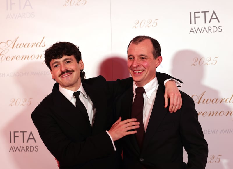 Say Nothing actors Anthony Boyle and Tom Vaughan-Lawlor at the Irish Film and Television Academy Awards in Dublin. Photograph: Alan Betson