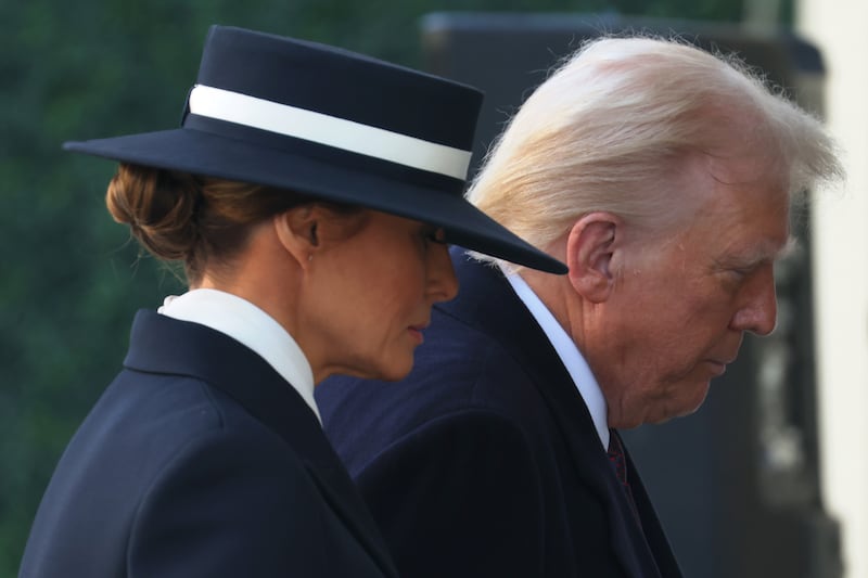 Melania Trump and Donald Trump arrive for services at St John's Church as part of Us presidential inauguration ceremony on Monday. Photograph: Scott Olson/Getty Images