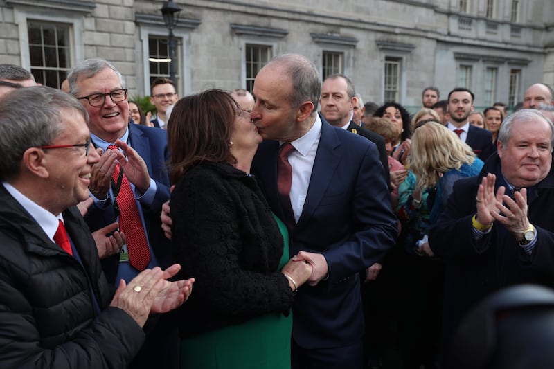 Fianna Fail leader Micheal Martin with his wife Mary after he was elected Taoiseach. Liam McBurney/PA Wire