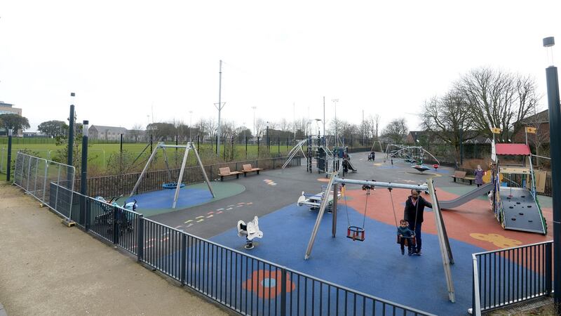 The playground in Grangegorman: local community workers were impressed that it was the first thing to be built on the site. Photograph: Dara Mac Dónaill