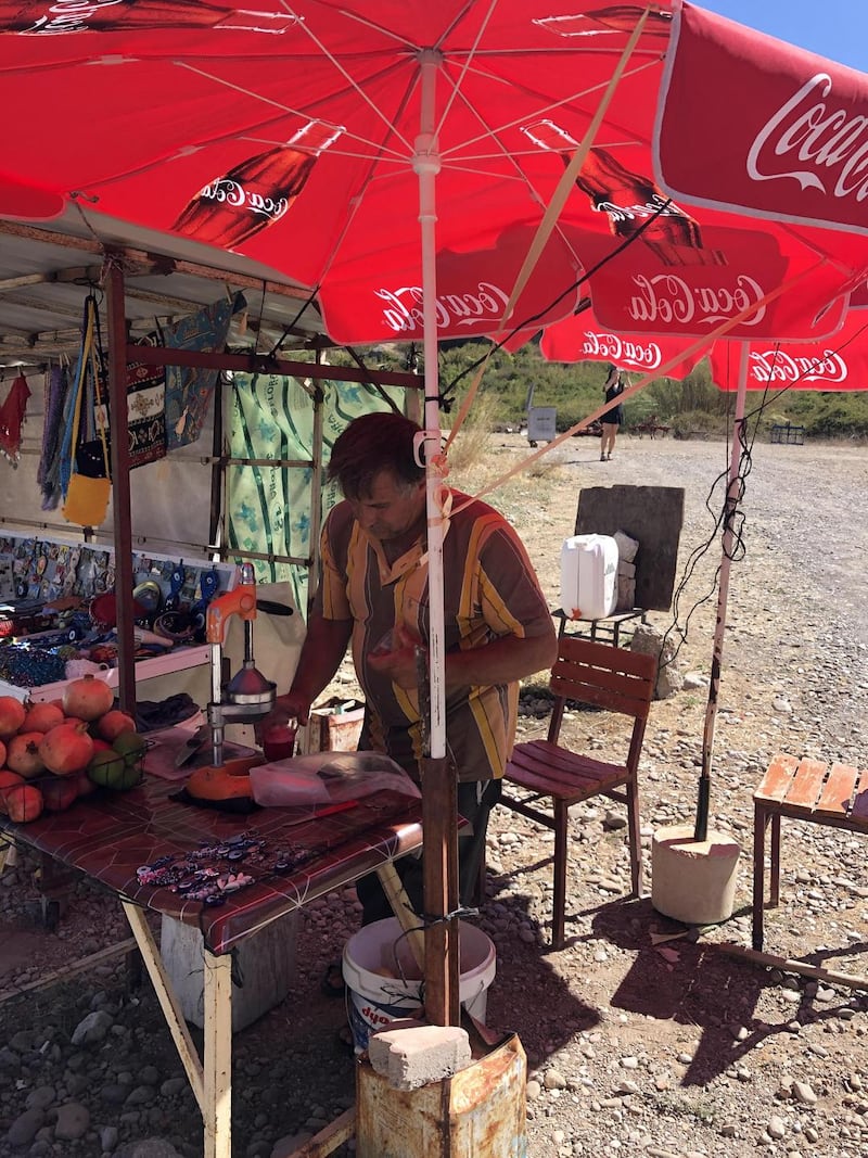 A pomegranate seller at the aquaduct in  Side