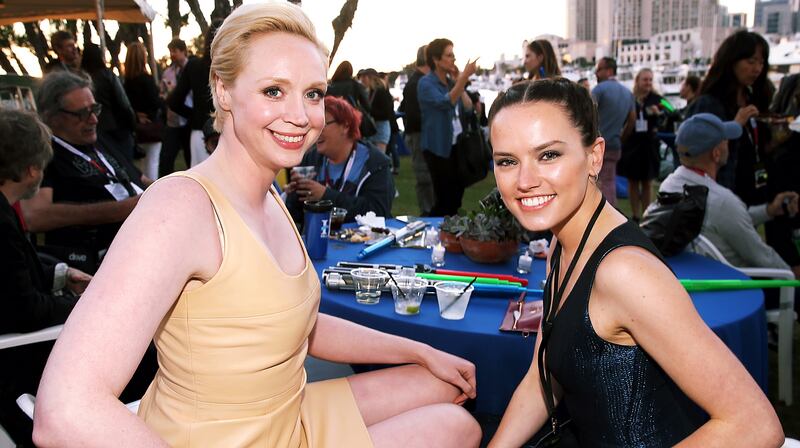 Gwendoline Christie and Daisy Ridley at the "Star Wars" Fan Concert performed by the San Diego Symphony, featuring the classic "Star Wars" music of composer John Williams, at the Embarcadero Marina Park South on July 10, 2015 in San Diego, California.  (Photo by Jesse Grant/Getty Images for Disney)