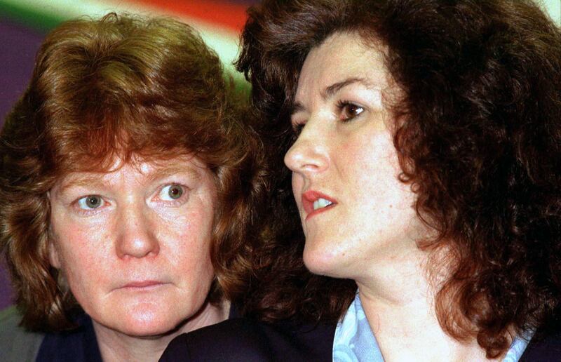 Rita O'Hare (left) at the Sinn Féin ardfheis in Dublin in 1995 with the party general secretary Lucilita Bhreatnach. Photograph: Eamonn Farrell/RollingNews.ie