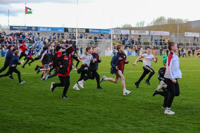 Young fans enter the pitch in the dying seconds of the game. Photograph: Lorcan Doherty/Inpho