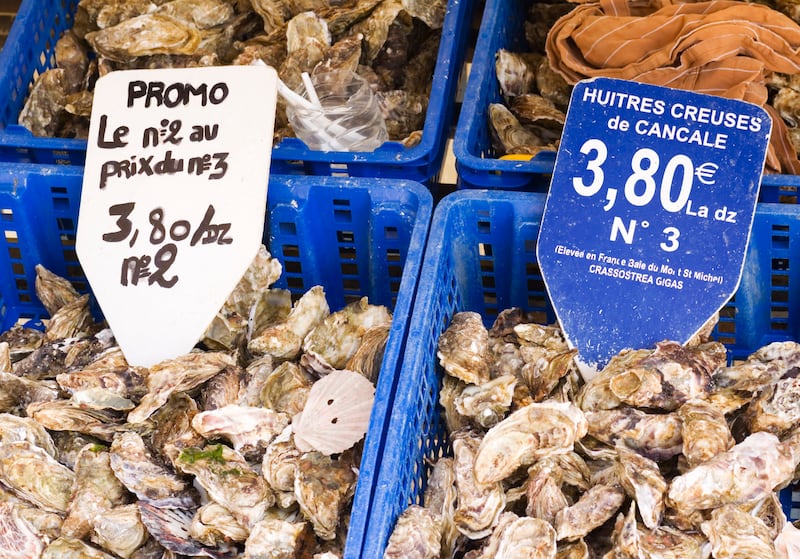 Fresh oysters in Cancale, Brittany. 