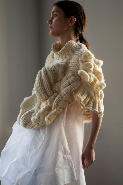 Knitwear from Conor O'Brien's graduate NCAD collection 2023 using Galway wool