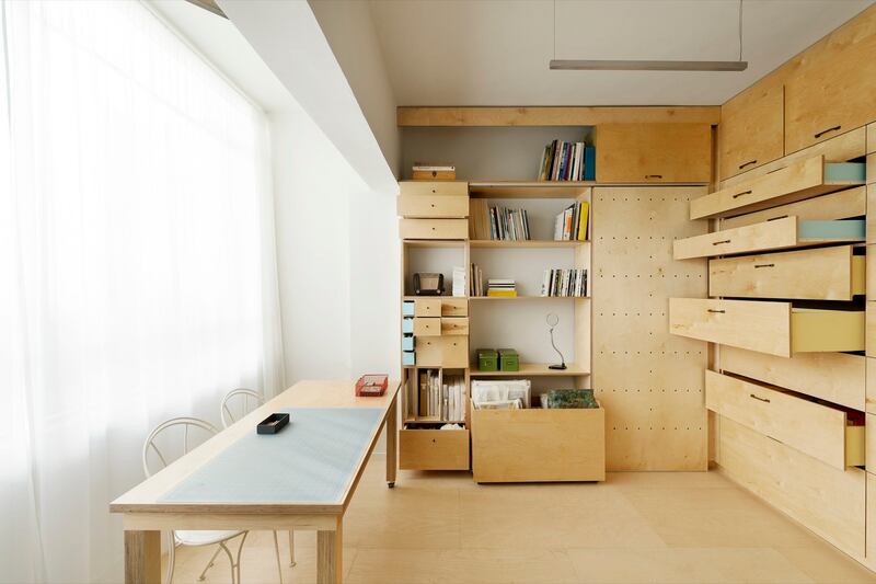 Modernist studio apartment in Tel Aviv, Israel. Photograph: Sylvia Yearit Sheftel, sylyaphotograph.com