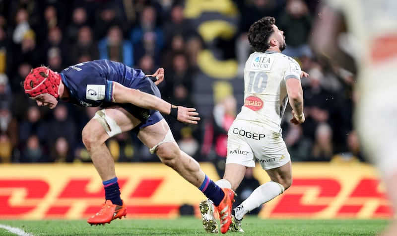 La Rochelle's Antoine Hastoy after missing a drop goal against Leinster. Photograph: James Crombie/Inpho