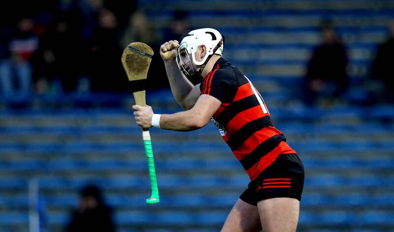 
Ballygunner’s Dessie Hutchinson celebrates scoring the first goal of the game against Clonlara at Semple Stadium. Photograph: Ryan Byrne/Inpho